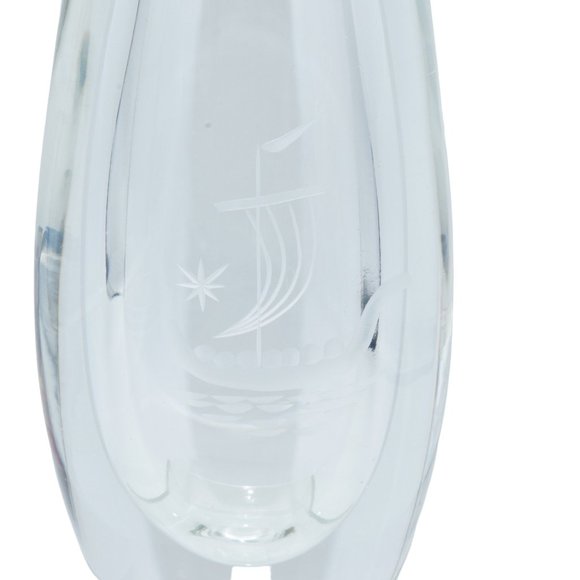 Mid-Century Scandinavian Art Glass Vase with Etched Ship - Picture 2 of 9